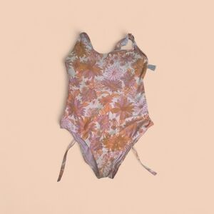 Kona Sol Floral One Piece Open Back Pink And Orange Size XL